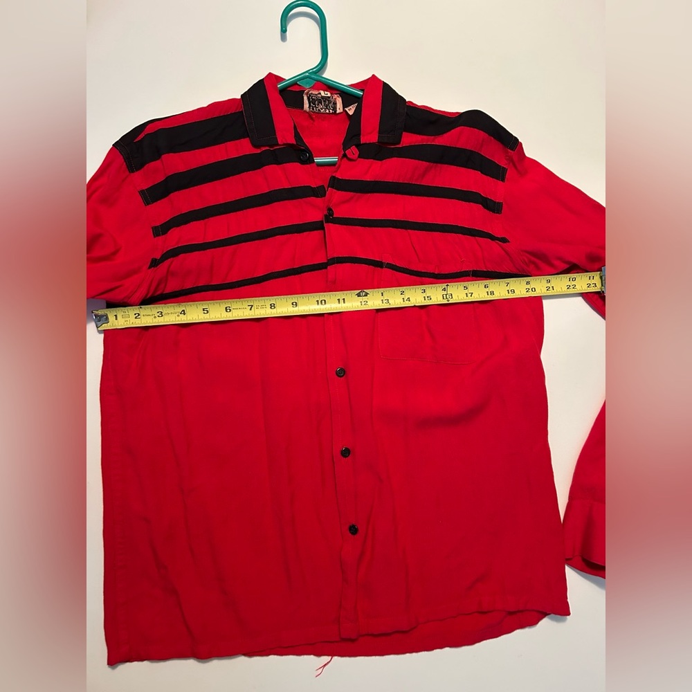 RARE Vintage Gabardine Trash & Vaudeville Red Black Men's Shirt Punk Rockabilly - Picture 9 of 14